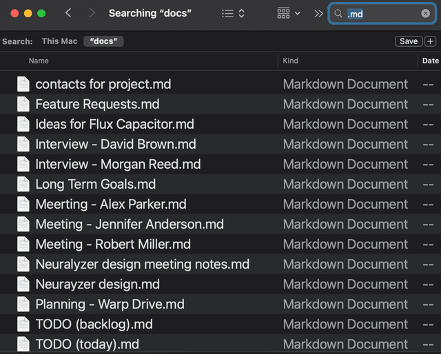 Screenshot showing Seychl's data storage as Markdown files on your local machine for complete data ownership